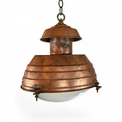 Antique French Oval Stepped Copper Lantern