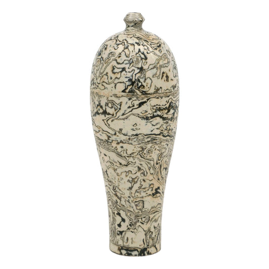 Tall Thin Marbleized Stoneware Vase