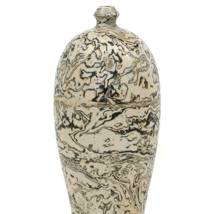Tall Thin Marbleized Stoneware Vase