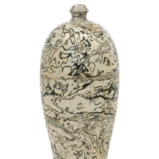 Tall Thin Marbleized Stoneware Vase