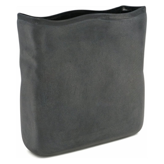 Large Black Rectangular Frosted Glass Vase