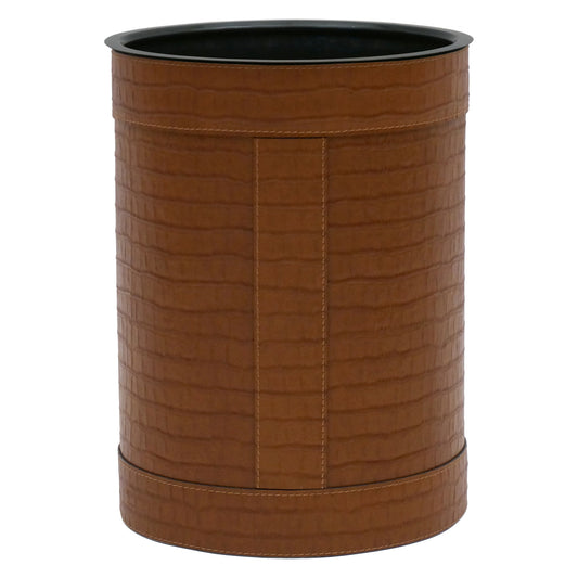 Italian Stitched Leather Waste Paper Basket