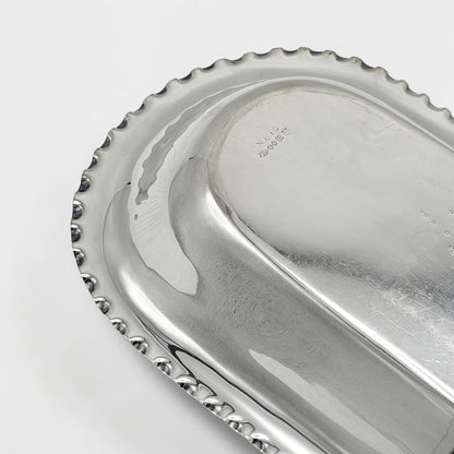 Oblong Silver Plate Bowl with Ruffled Edge