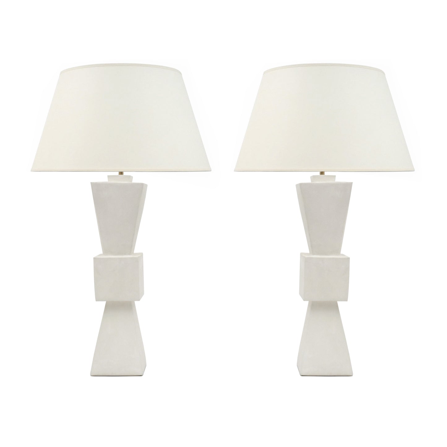 Pair of Plaster Columnar Lamps