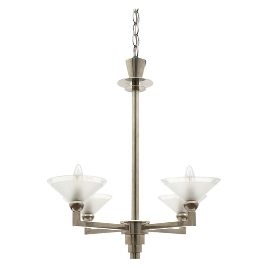 Polished Steel Four Light Chandelier