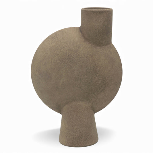 Offset Ceramic Sphere Vase - Taupe