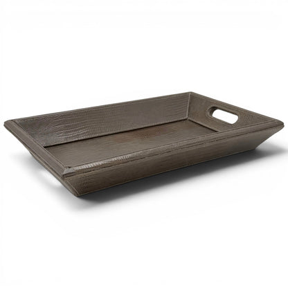 Ash Brown Stitched Leather Dresser Tray