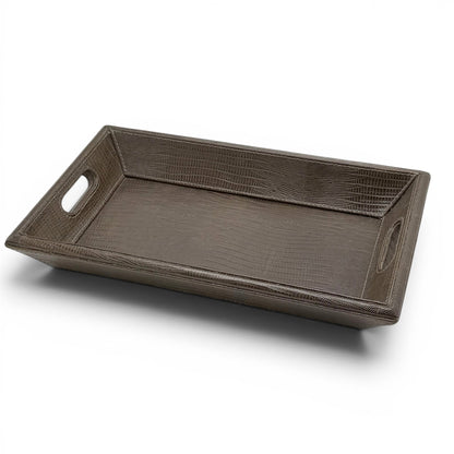 Ash Brown Stitched Leather Dresser Tray