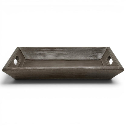 Ash Brown Stitched Leather Dresser Tray
