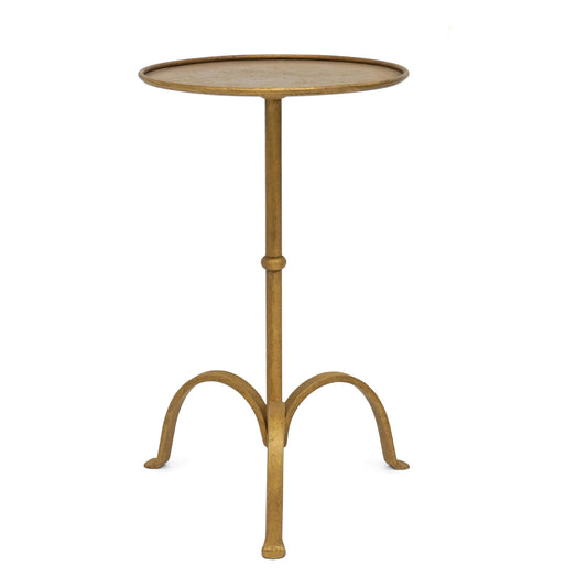 Textured Gilded Iron Tripod Drinks Table