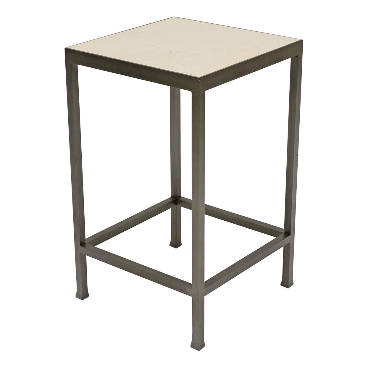 Square Steel and Marble Side Table