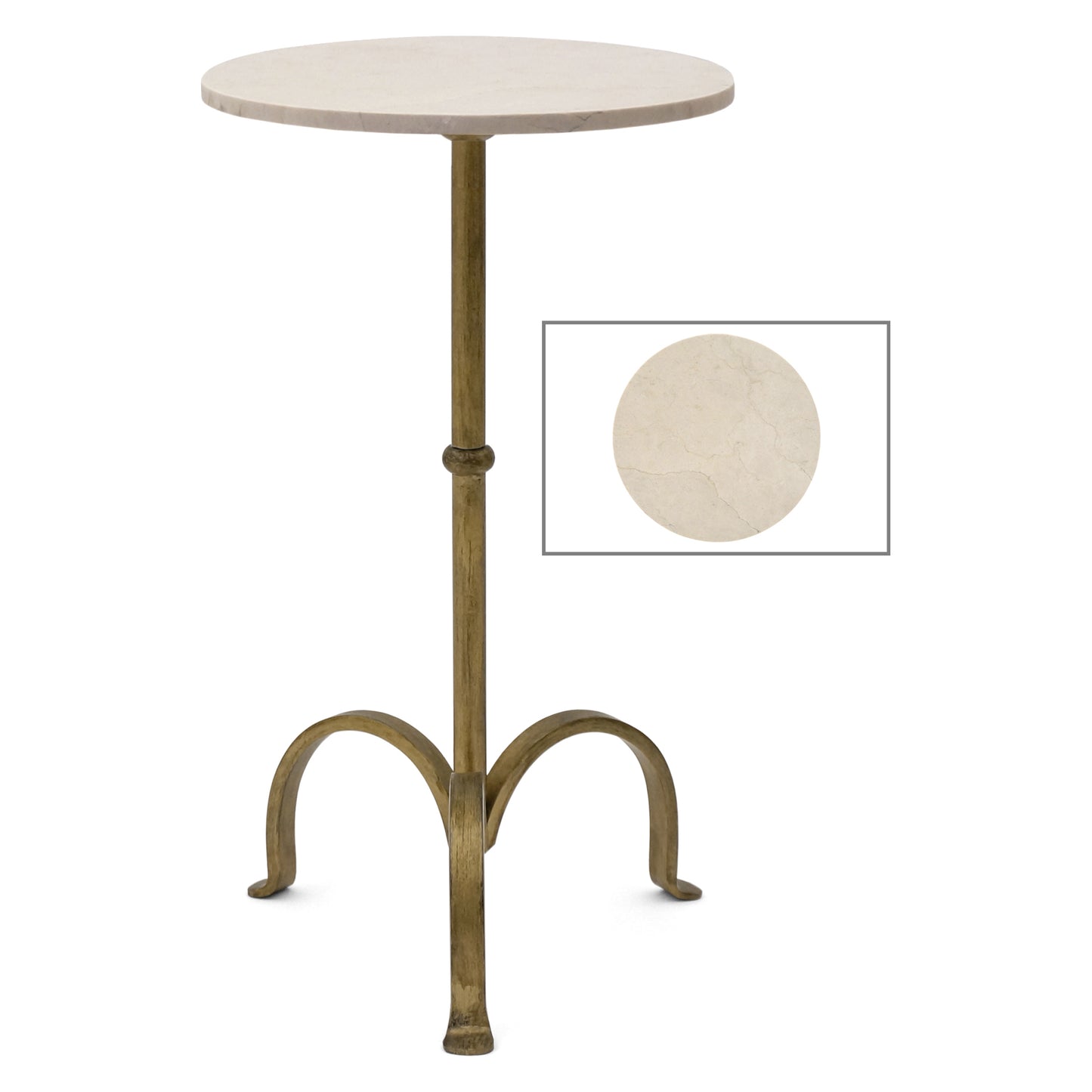 Gilt Iron Tripod Table with Stone Top