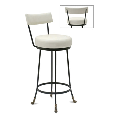 Bar Height Cast Bronze and Black Iron Barstool with Back