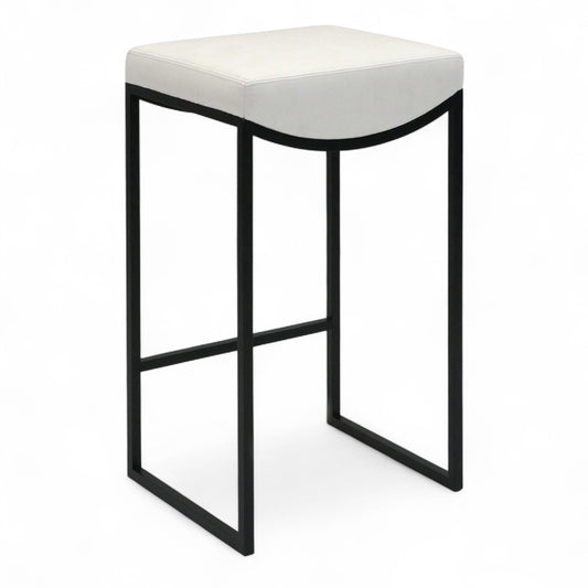 Black Metal Bar Stool With Upholstered Seat