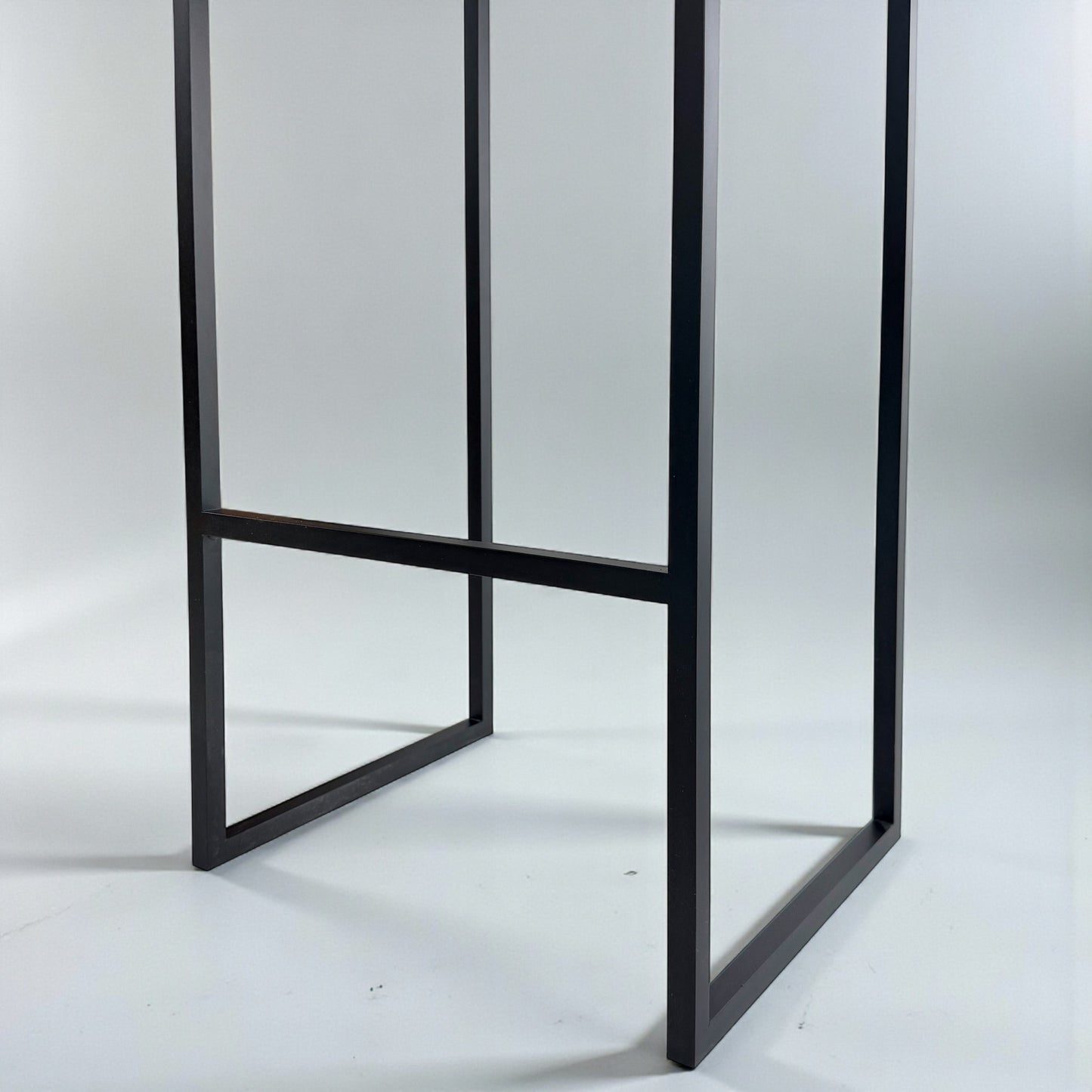 Black Metal Bar Stool With Upholstered Seat