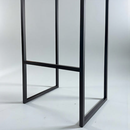 Black Metal Bar Stool With Upholstered Seat