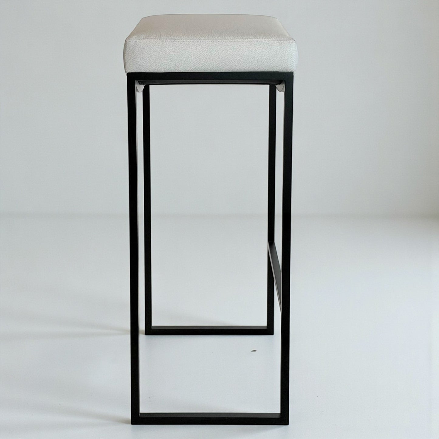 Black Metal Bar Stool With Upholstered Seat
