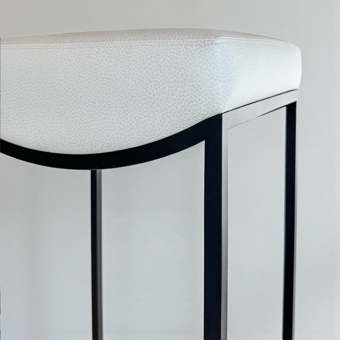 Black Metal Bar Stool With Upholstered Seat