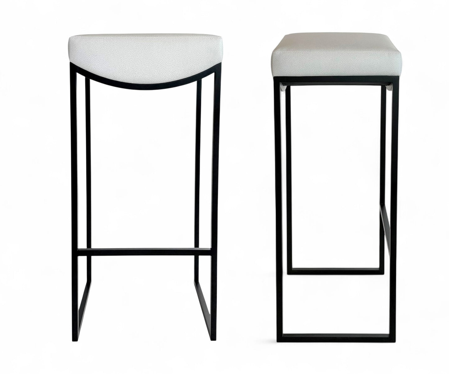 Black Metal Bar Stool With Upholstered Seat