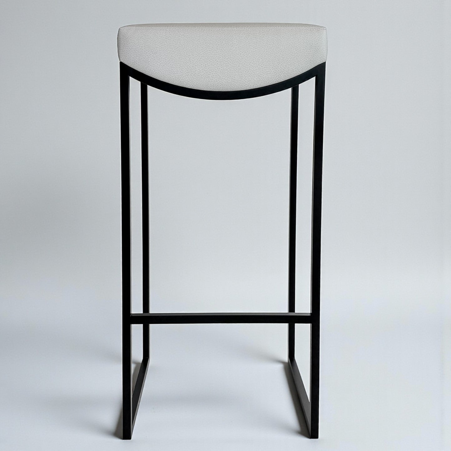 Black Metal Bar Stool With Upholstered Seat