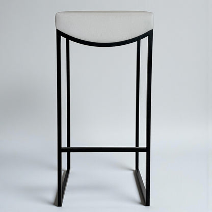 Black Metal Bar Stool With Upholstered Seat