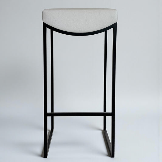 Black Metal Bar Stool With Upholstered Seat