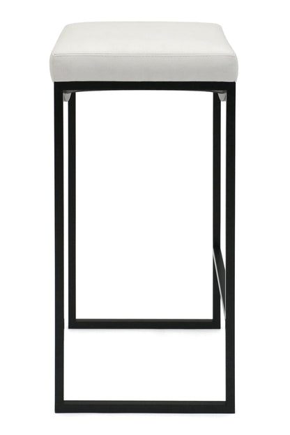 Black Metal Bar Stool With Upholstered Seat