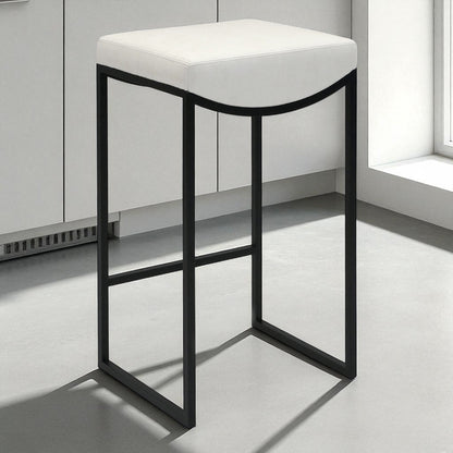 Black Metal Bar Stool With Upholstered Seat
