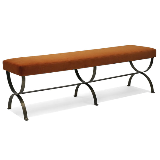 Long Gilt Iron Curule Form Bench