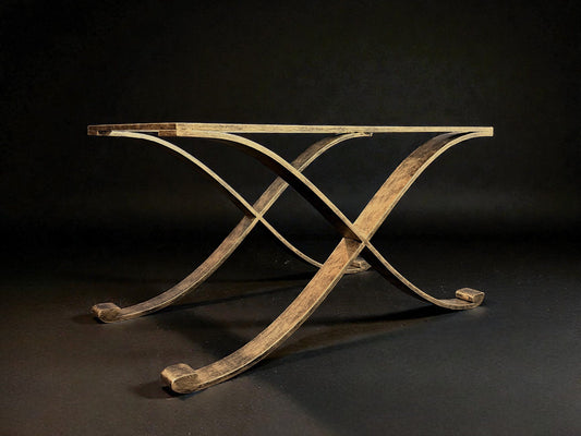 Subes Style Gilt Iron X-Form Bench