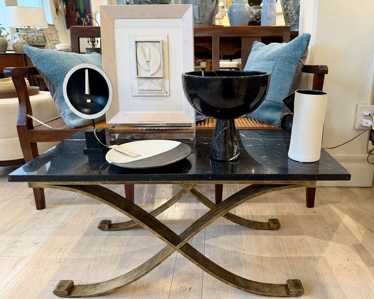 Subes Style Gilt Iron X-Form Bench