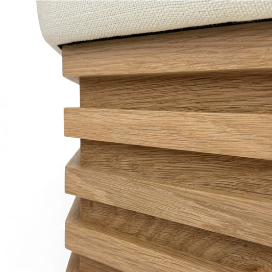 Pair of Octagonal Upholstered Light Oak Stools