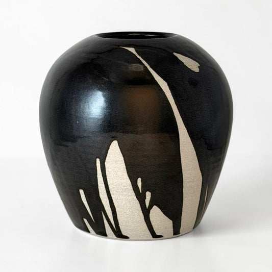 Handmade Black Drip Glazed Vase