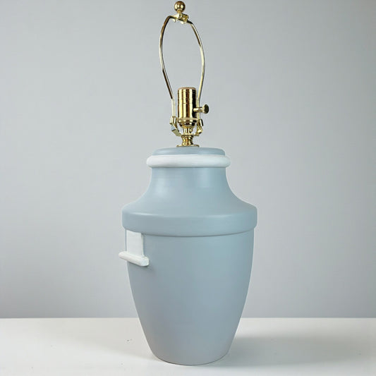 Pair of Light Blue/Gray Urn Wood Lamps