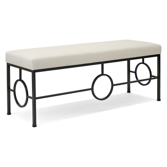 Black Iron Bench With Upholstered Seat