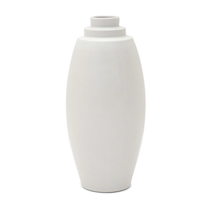 Tall White Porcelain Stepped Vase