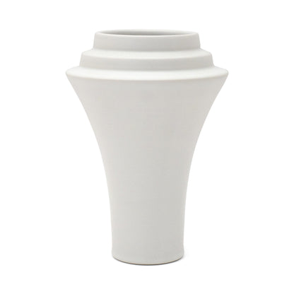 Flared White Porcelain Stepped Vase