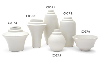 Flared White Porcelain Stepped Vase