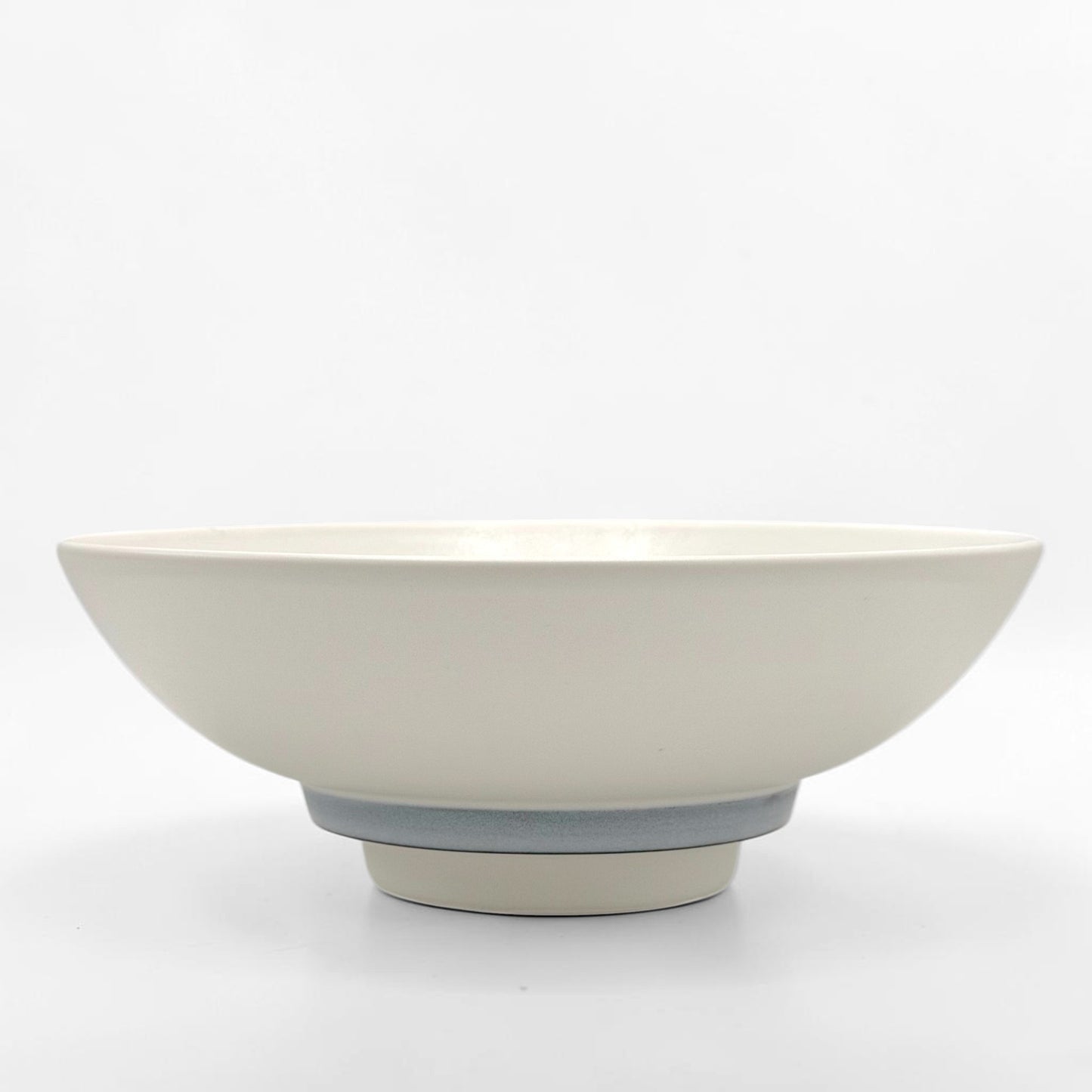 White Porcelain Stepped Bowl with Blue Band