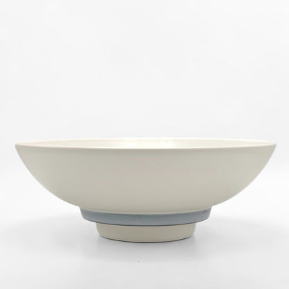 White Porcelain Stepped Bowl with Blue Band