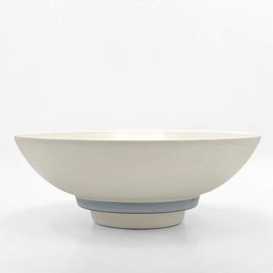 White Porcelain Stepped Bowl with Blue Band
