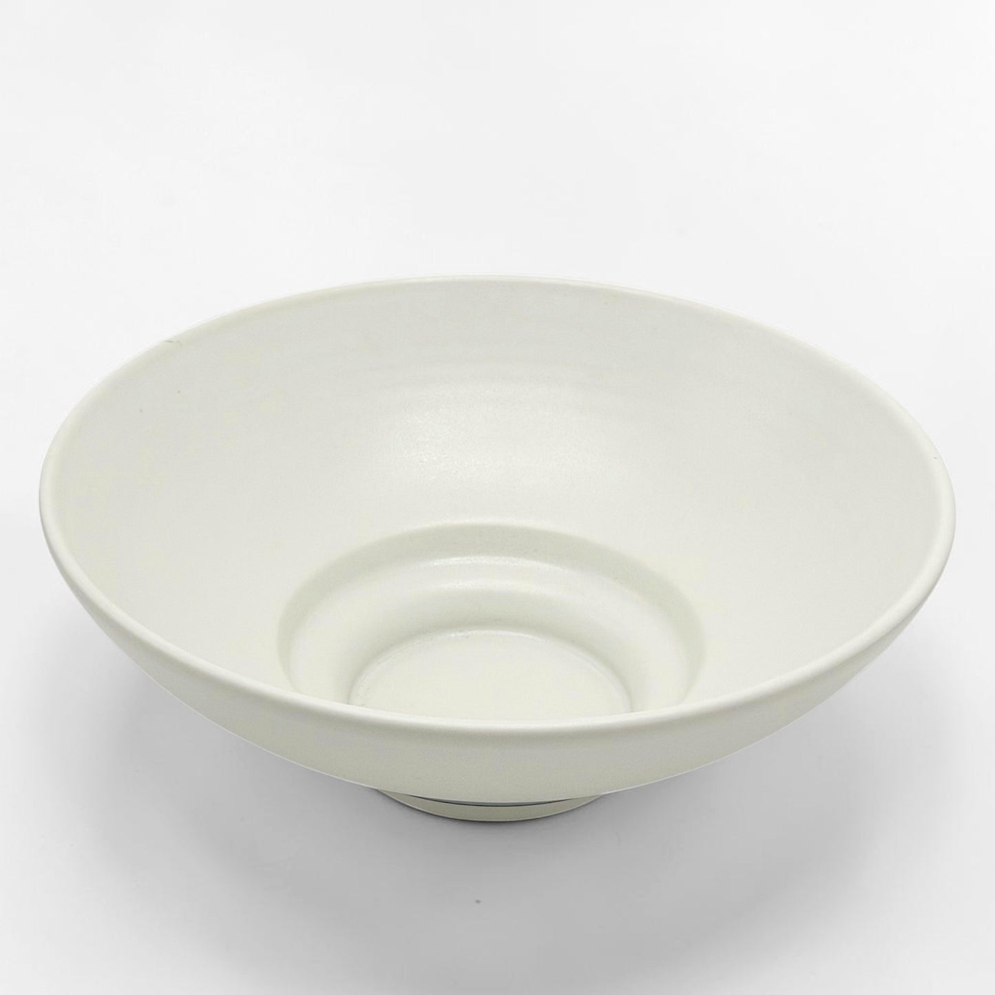 White Porcelain Stepped Bowl with Blue Band
