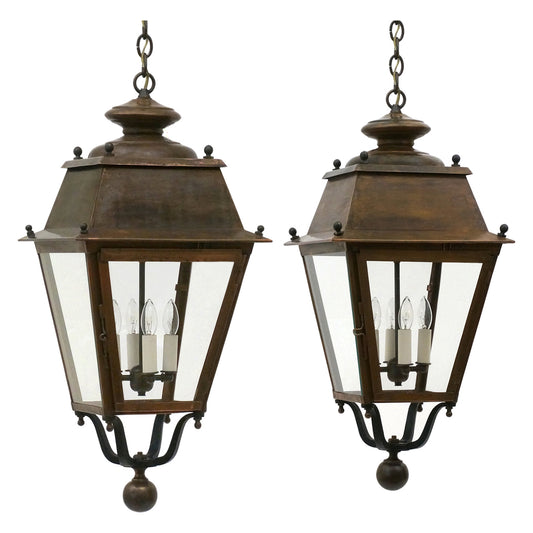 Pair of French Copper Lanterns