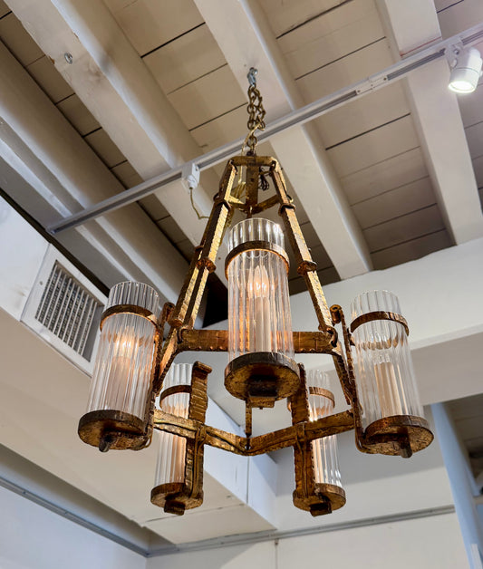 Gilt Iron Five Light Chandelier