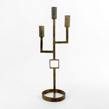 French Brutalist Gilt Iron Candelabra, circa 1950