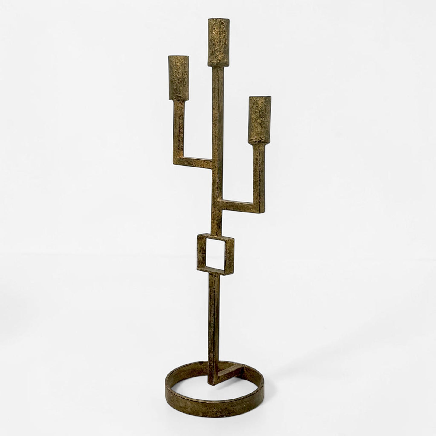 French Brutalist Gilt Iron Candelabra, circa 1950