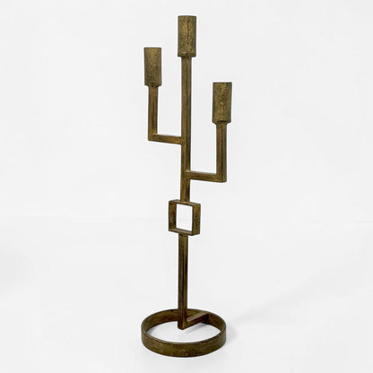 French Brutalist Gilt Iron Candelabra, circa 1950