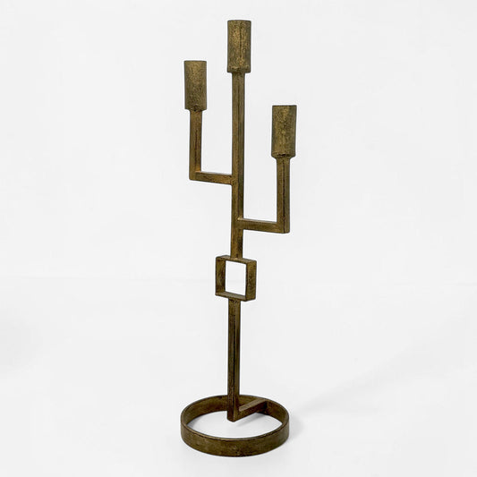 French Brutalist Gilt Iron Candelabra, circa 1950