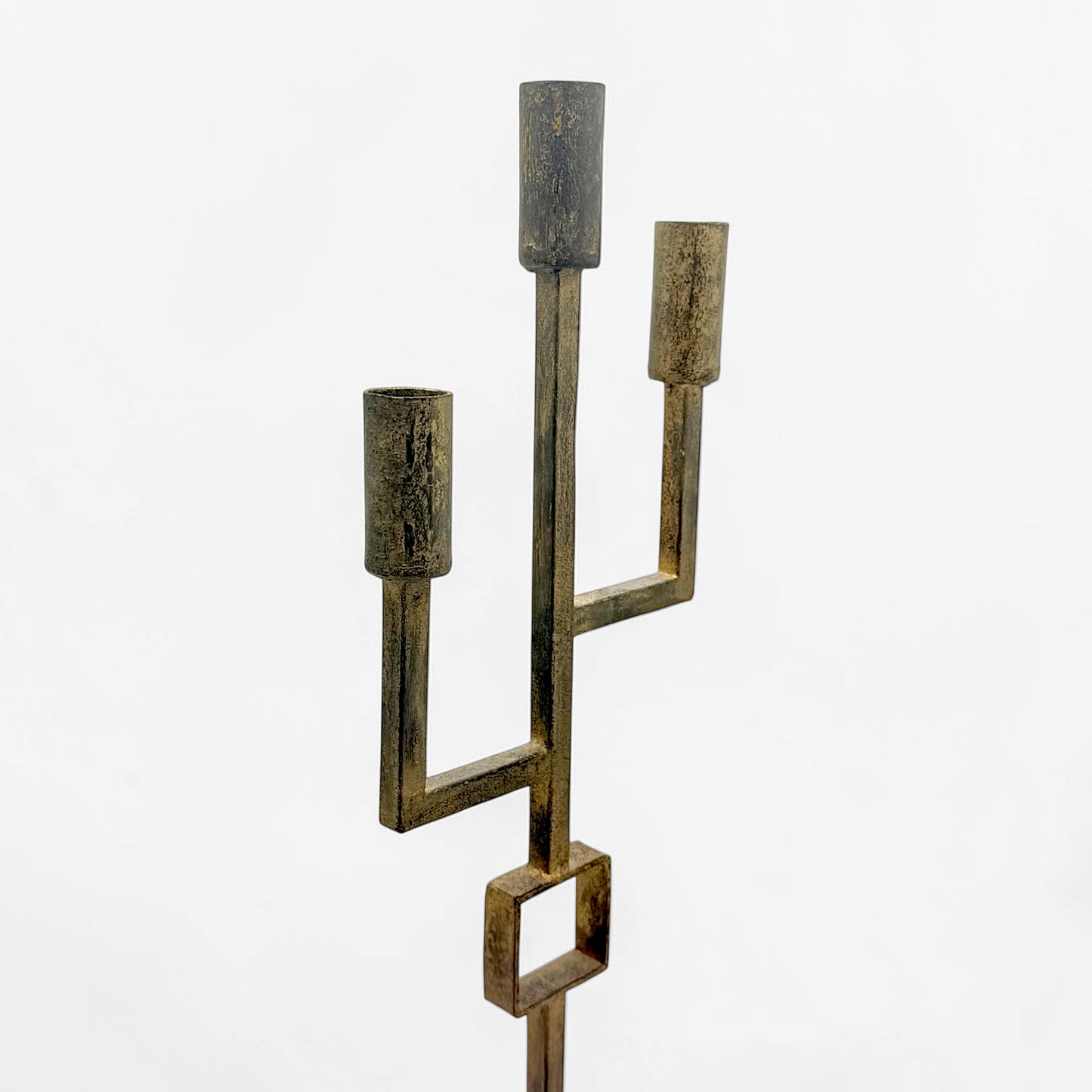 French Brutalist Gilt Iron Candelabra, circa 1950