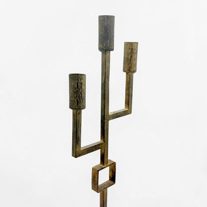 French Brutalist Gilt Iron Candelabra, circa 1950